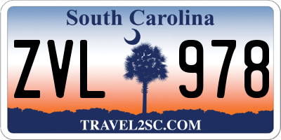 SC license plate ZVL978