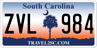 SC license plate ZVL984