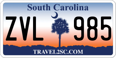 SC license plate ZVL985
