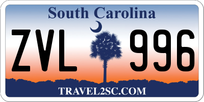 SC license plate ZVL996
