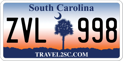 SC license plate ZVL998