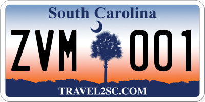 SC license plate ZVM001