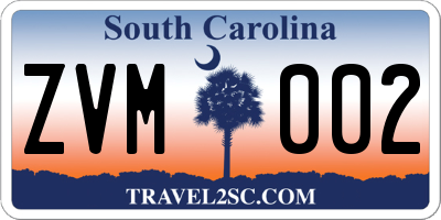 SC license plate ZVM002