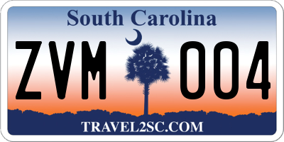 SC license plate ZVM004