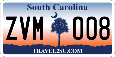 SC license plate ZVM008
