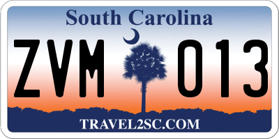 SC license plate ZVM013