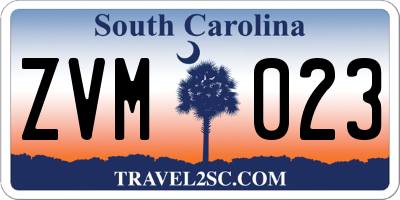 SC license plate ZVM023