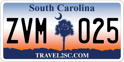SC license plate ZVM025