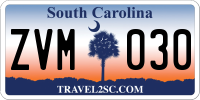 SC license plate ZVM030