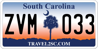 SC license plate ZVM033
