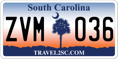 SC license plate ZVM036
