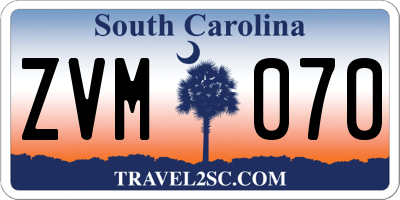 SC license plate ZVM070