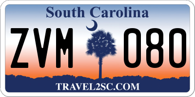 SC license plate ZVM080