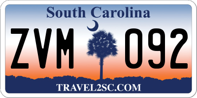 SC license plate ZVM092