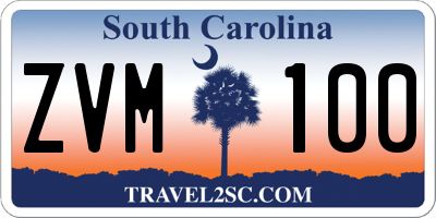 SC license plate ZVM100