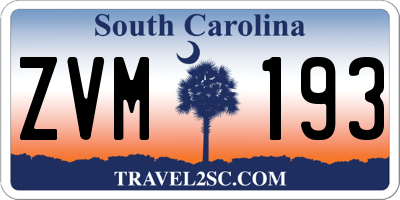 SC license plate ZVM193