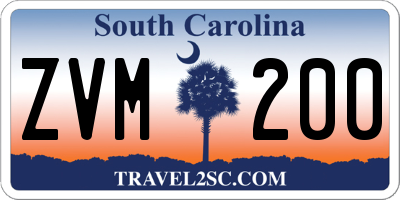 SC license plate ZVM200