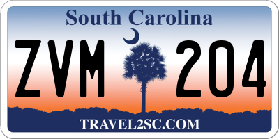 SC license plate ZVM204