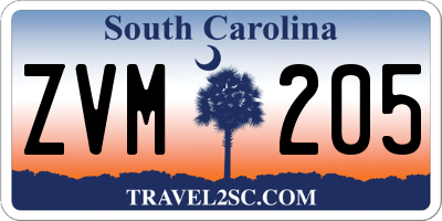 SC license plate ZVM205