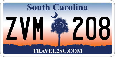 SC license plate ZVM208