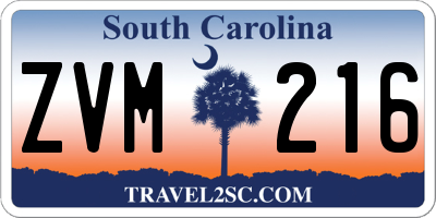 SC license plate ZVM216