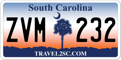 SC license plate ZVM232