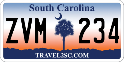 SC license plate ZVM234