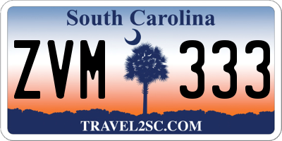 SC license plate ZVM333