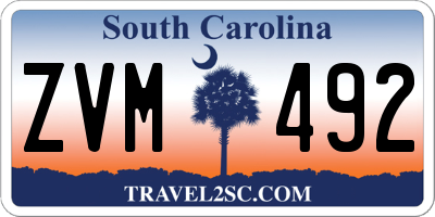 SC license plate ZVM492