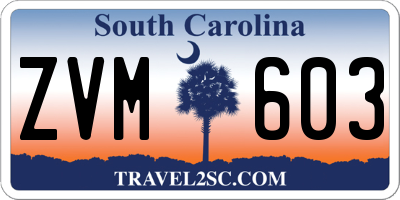 SC license plate ZVM603