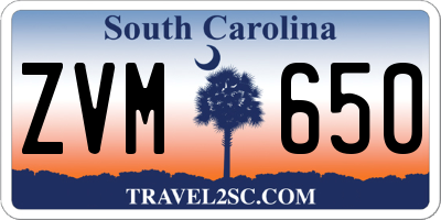 SC license plate ZVM650