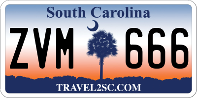 SC license plate ZVM666