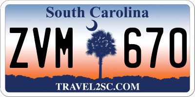SC license plate ZVM670