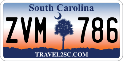 SC license plate ZVM786
