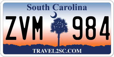 SC license plate ZVM984