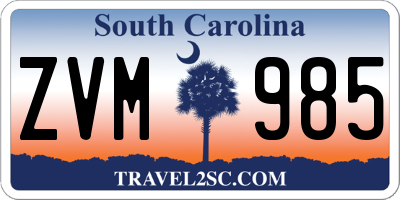SC license plate ZVM985
