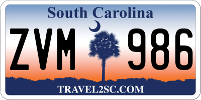 SC license plate ZVM986