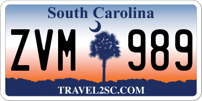 SC license plate ZVM989