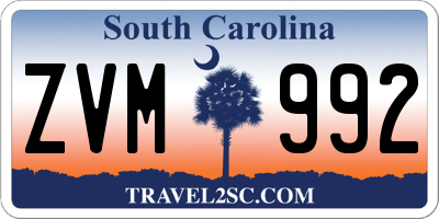 SC license plate ZVM992