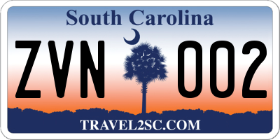 SC license plate ZVN002