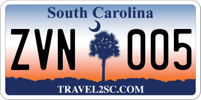 SC license plate ZVN005