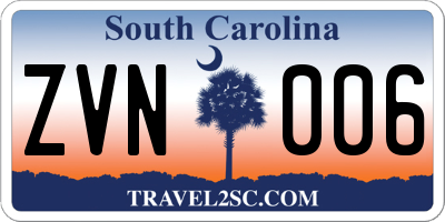 SC license plate ZVN006