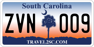 SC license plate ZVN009
