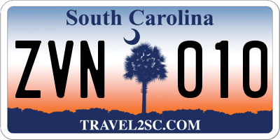 SC license plate ZVN010