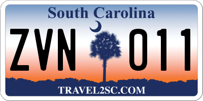 SC license plate ZVN011