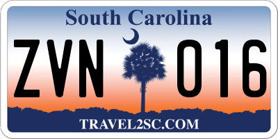 SC license plate ZVN016