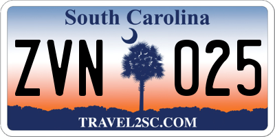 SC license plate ZVN025