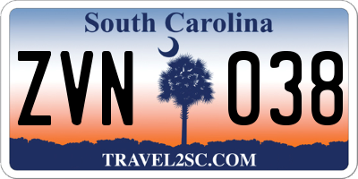 SC license plate ZVN038