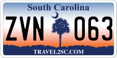 SC license plate ZVN063