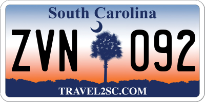 SC license plate ZVN092